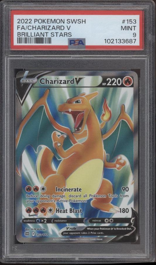 Charizard V Pokemon Brilliant Stars Full Art #153 PSA 9