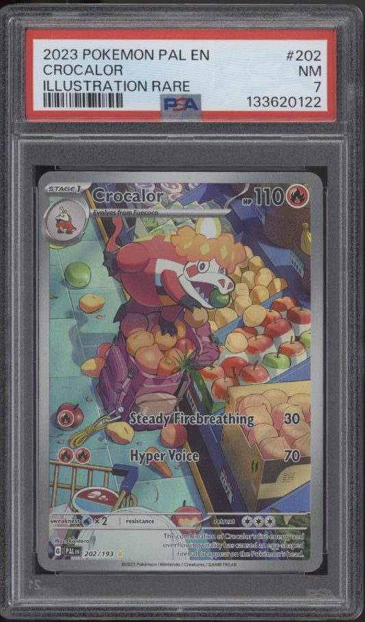Crocalor Pokemon Paldean Fates Illustration Rare #202 PSA 7