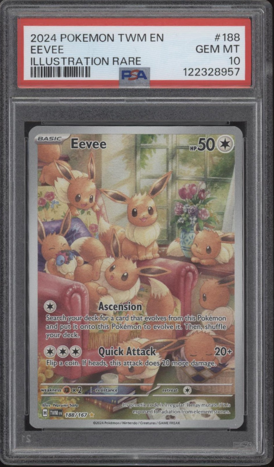 Eevee Pokemon Twilight Masquerade Illustration Rare #188 PSA 10