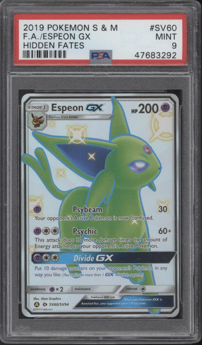 Espeon GX Pokemon Hidden Fates Full Art #SV60 PSA 9 #2