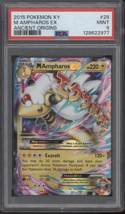 M Ampharos ex Pokemon Ancient Origins #28 PSA 9