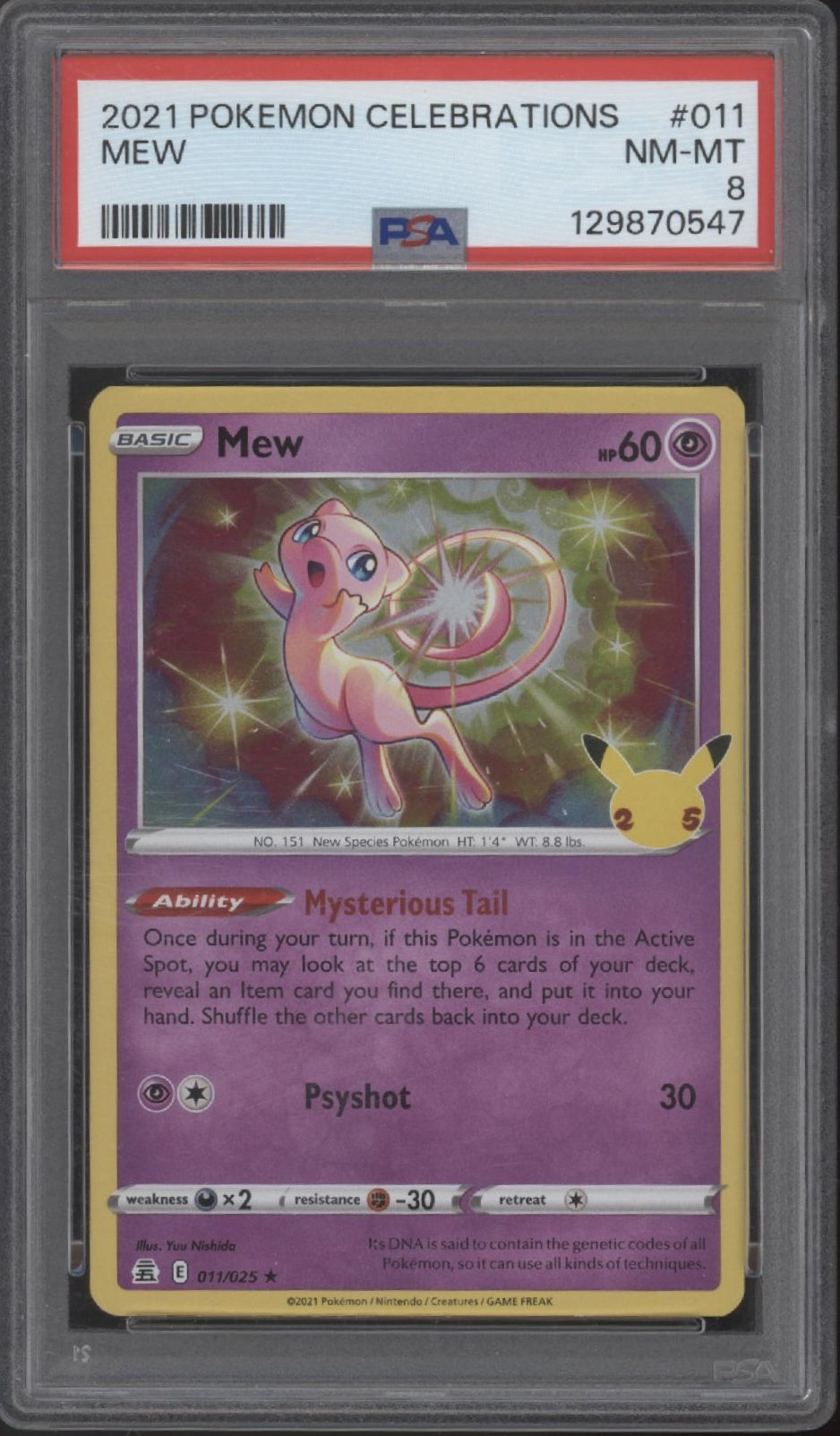 Mew Pokemon Celebrations #011 PSA 8