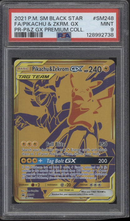 Pikachu & Zekrom GX Pokemon Premium Collection Promo Full Art #SM248 PSA 9
