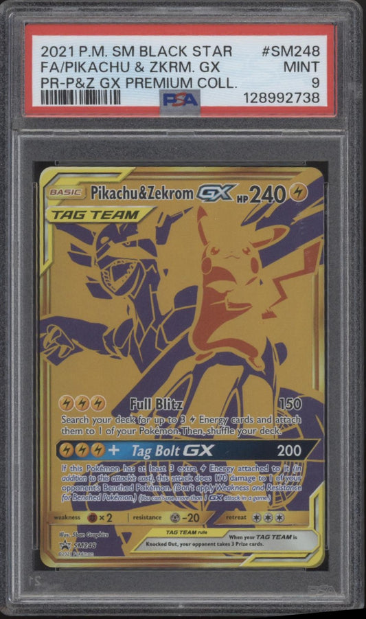 Pikachu & Zekrom GX Pokemon Premium Collection Promo Full Art #SM248 PSA 9