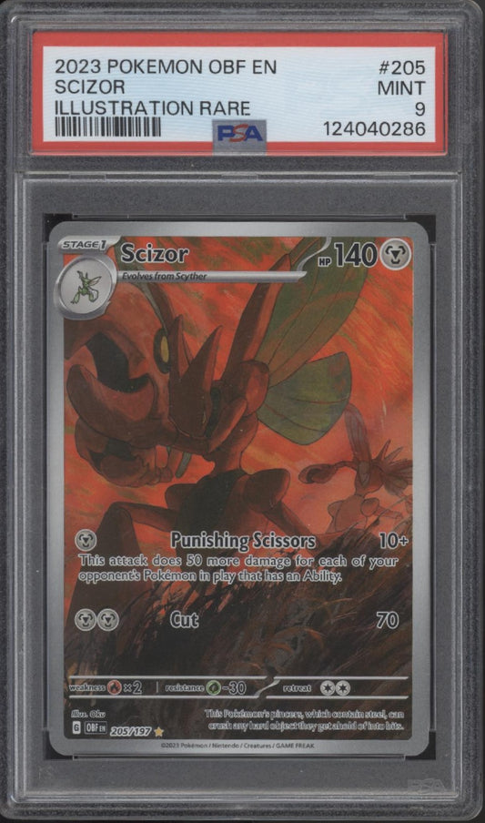 Scizor Pokemon Obsidian Flames Illustration Rare #205 PSA 9