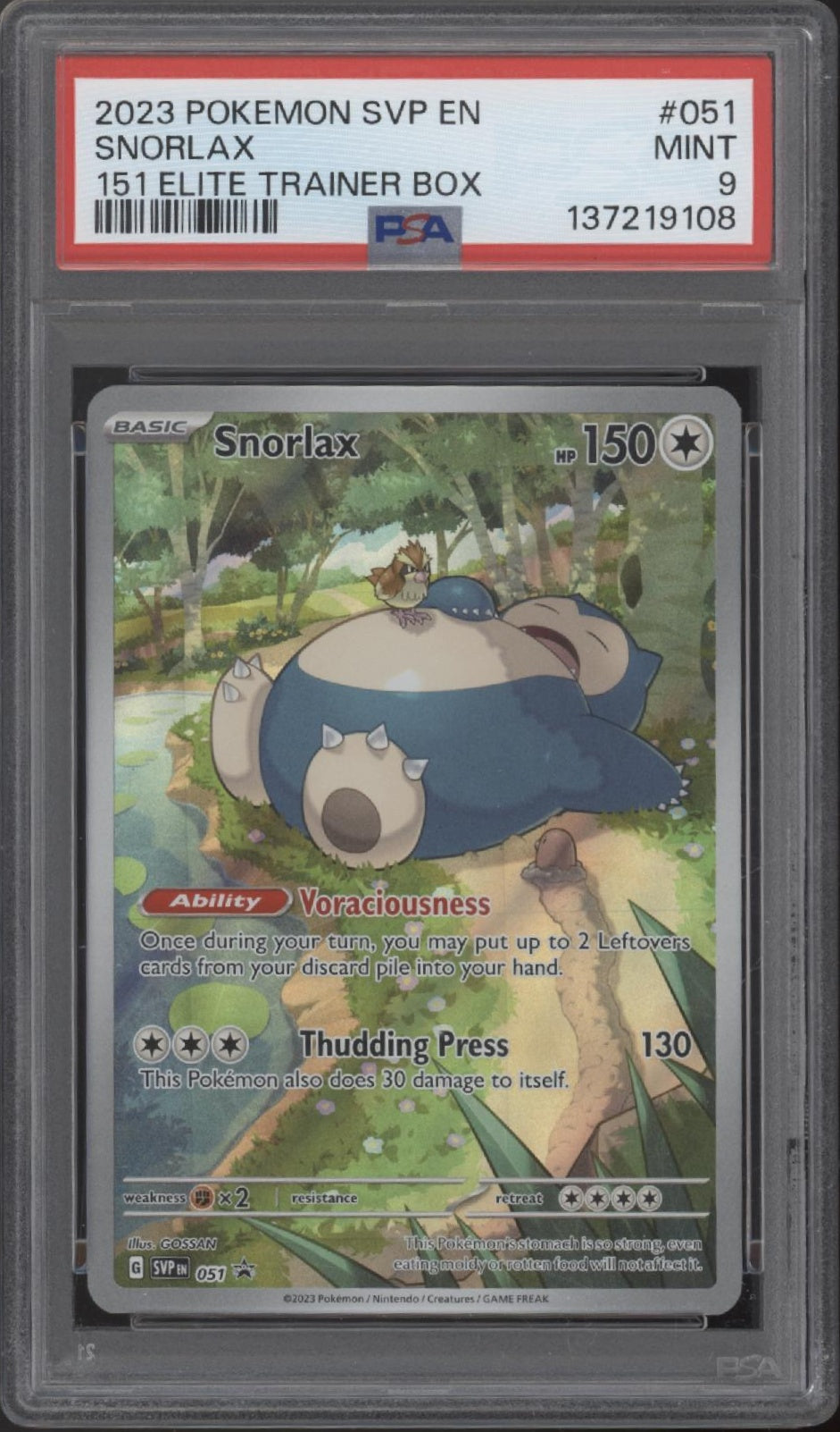 Snorlax Pokemon 151 Elite Trainer Box #051 PSA 9 #3