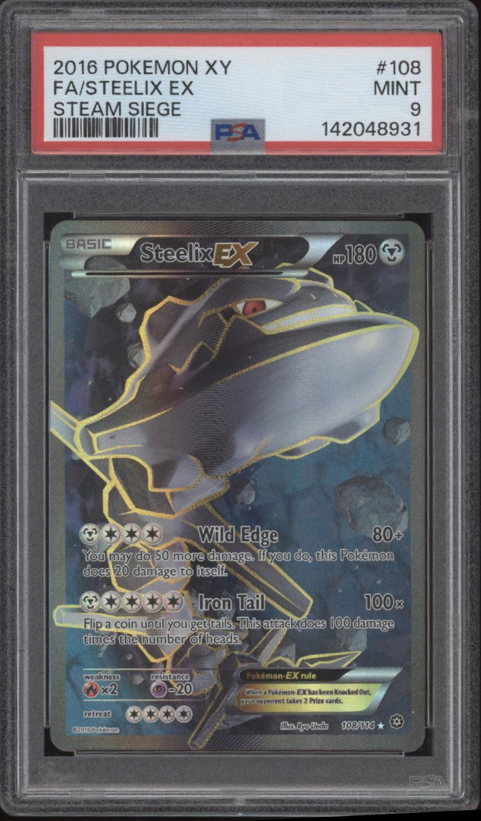 Steelix ex Pokemon Steam Siege Full Art #108 PSA 9