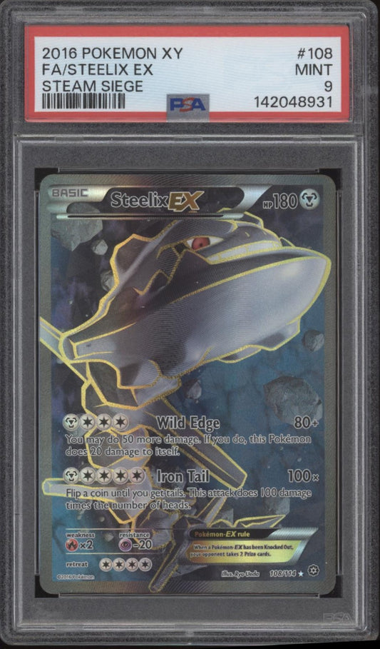 Steelix ex Pokemon Steam Siege Full Art #108 PSA 9