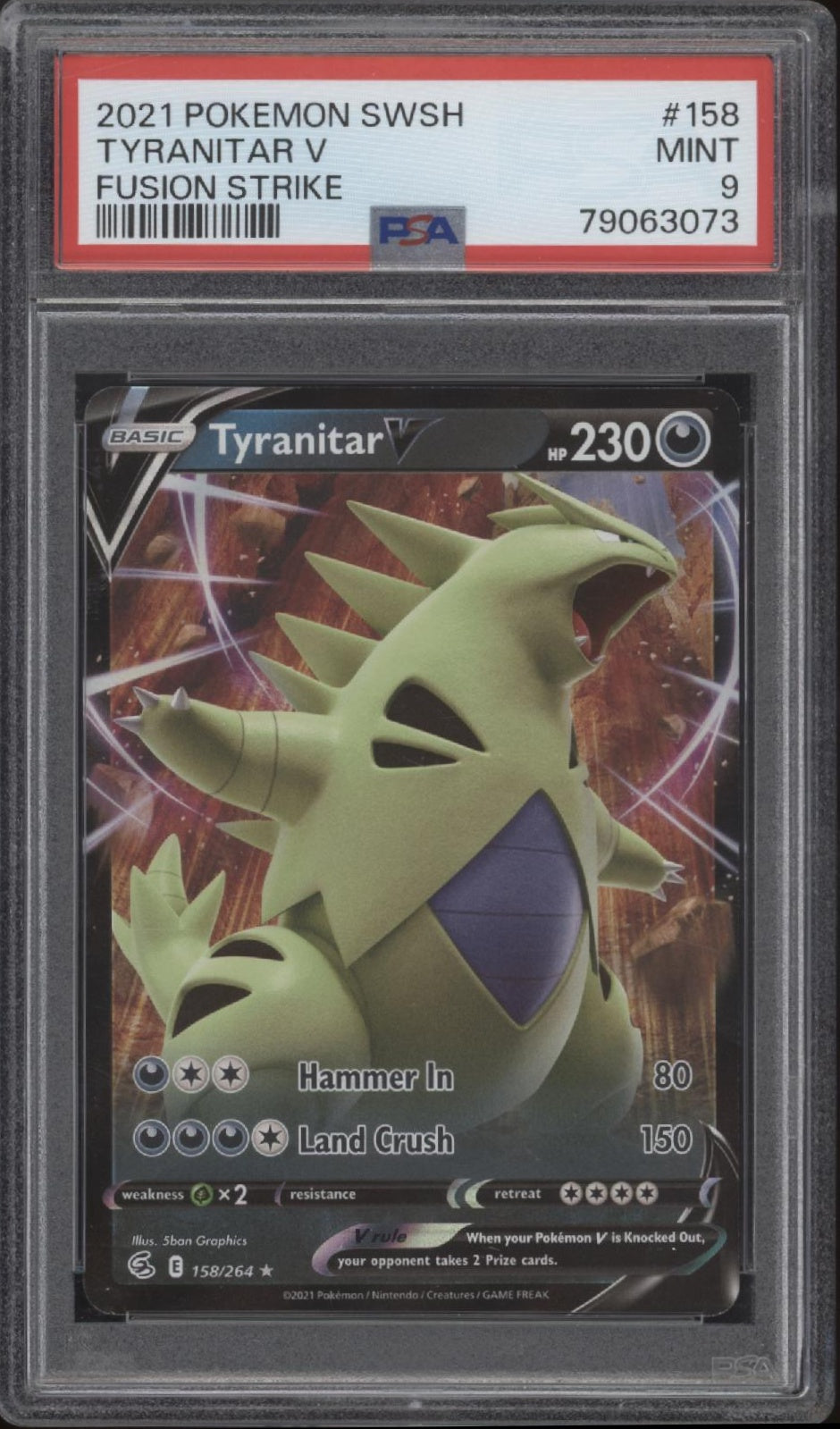 Tyranitar V Pokemon Fusion Strike #158 PSA 9