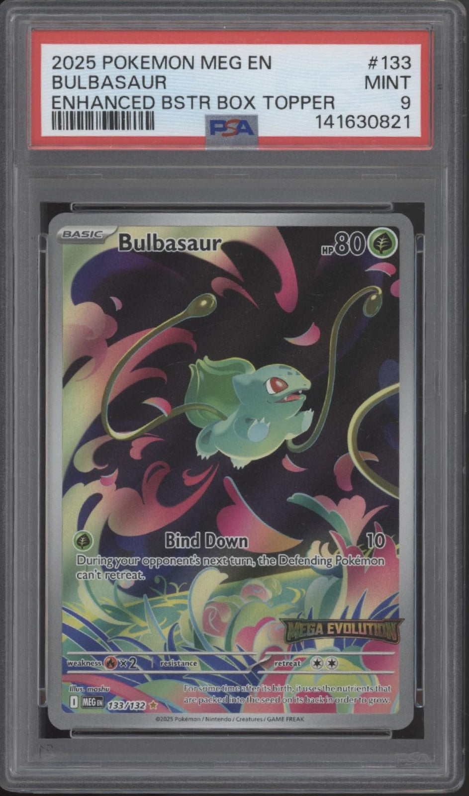 Bulbasaur Pokemon Mega Evolution Enhanced Booster Box Topper #133 PSA 9 #1