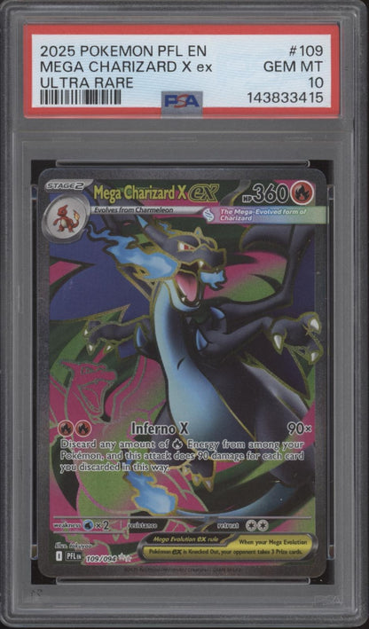 Mega Charizard X ex Pokemon Phantasmal Flames Ultra Rare #109 PSA 10 #2