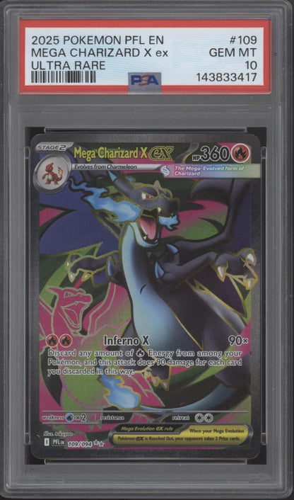 Mega Charizard X ex Pokemon Phantasmal Flames Ultra Rare #109 PSA 10 #3