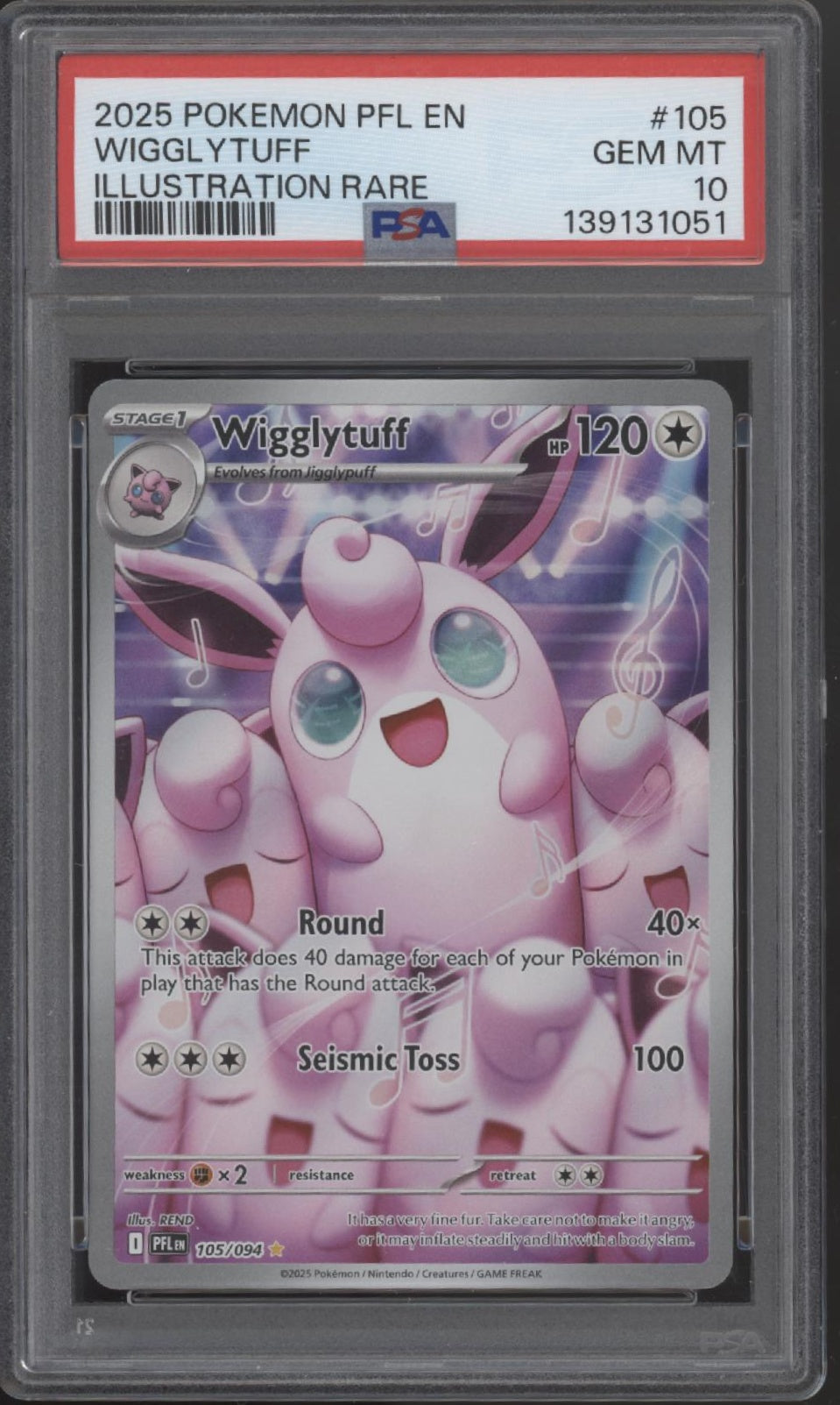 Wigglytuff Pokemon Phantasmal Flames Illustration Rare #105 PSA 10