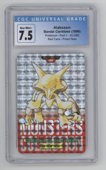 Alakazam Pokemon Bandia Carddass Part 1 Red Card Prism Holo #065 CGC 7.5