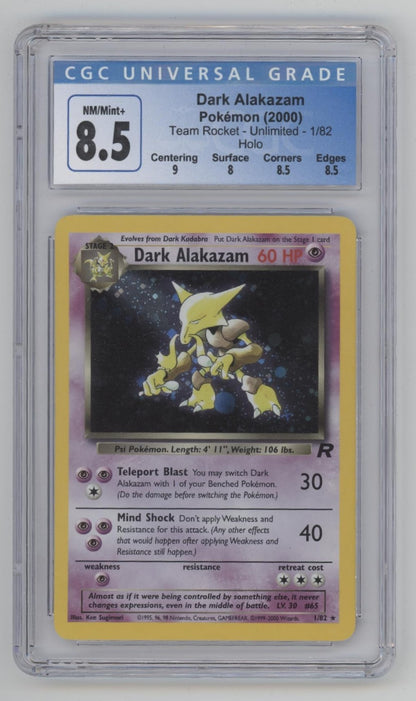 Dark Alakazam Pokemon Team Rocket Holo #1 CGC 8.5