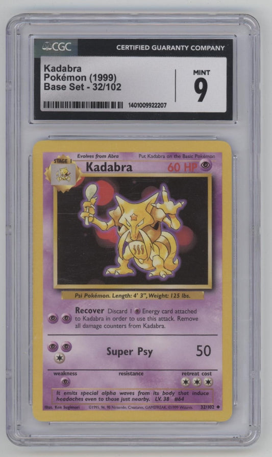 Kadabra Pokemon Base Set #32 CGC 9