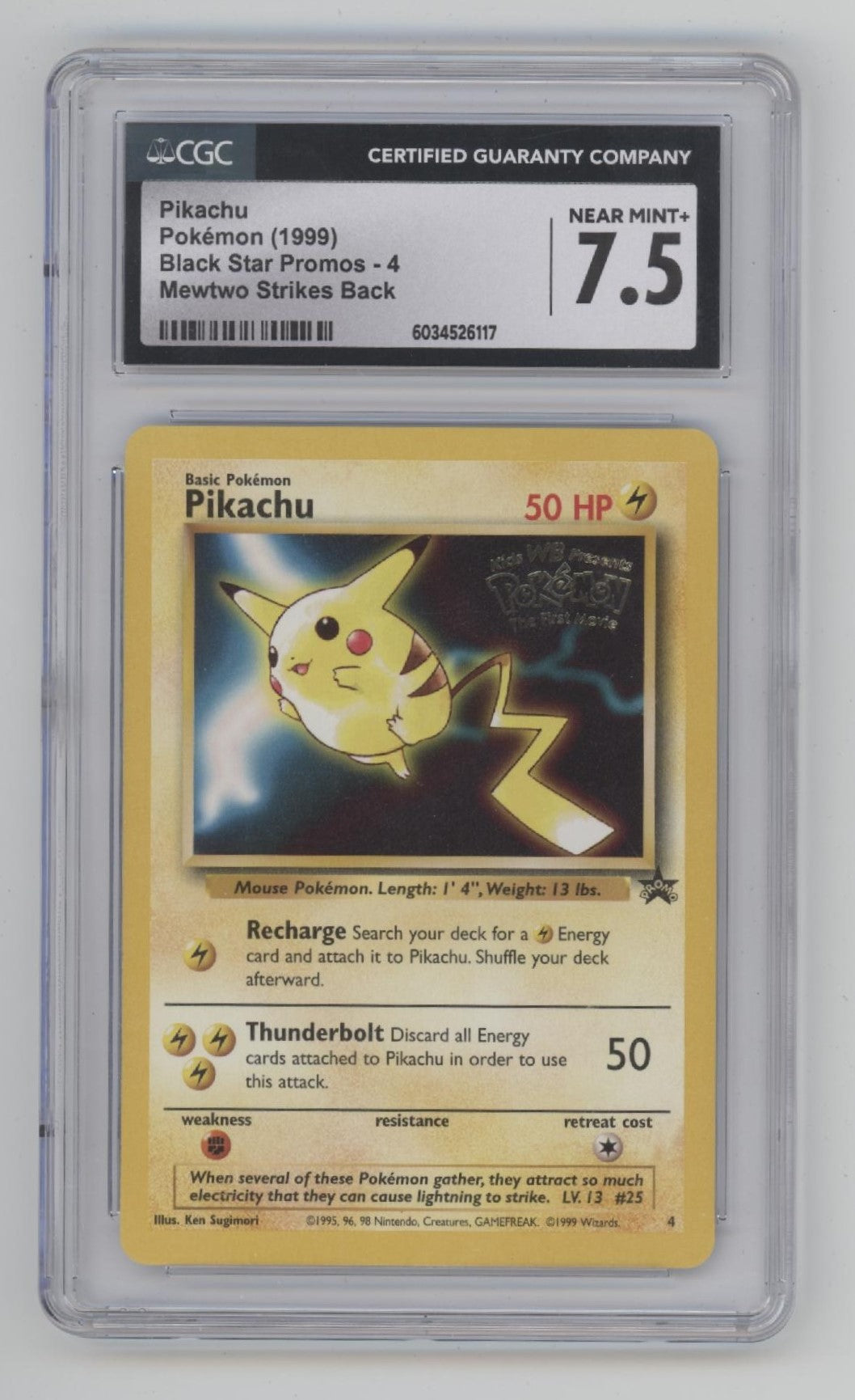Pikachu Pokemon Mewtwo Strikes Back Black Star Promo #4 CGC 7.5