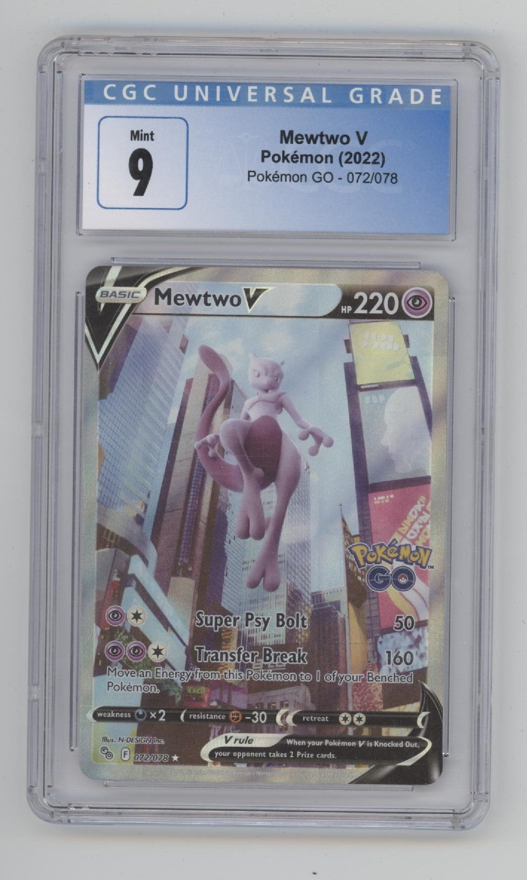 Mewtwo V Pokemon GO #072 CGC 9