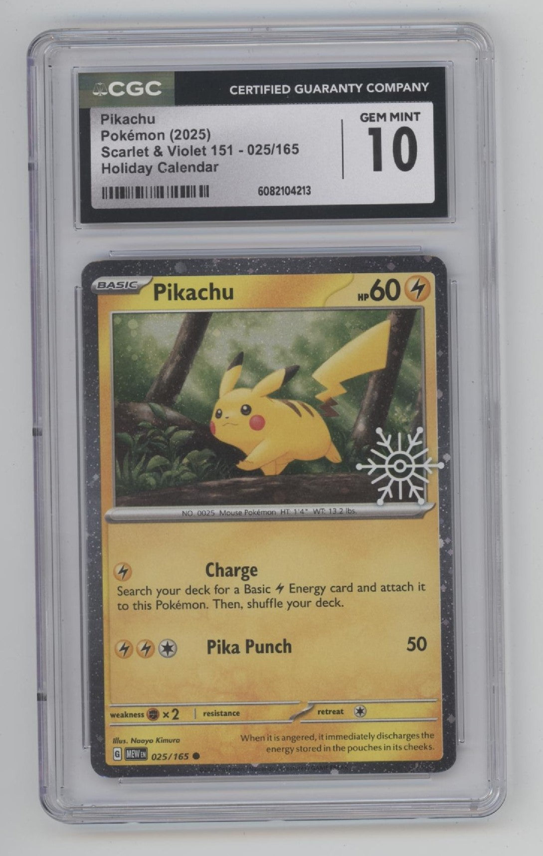 Pikachu Pokemon Scarlet & Violet 151 Holiday Calendar #025 CGC 10