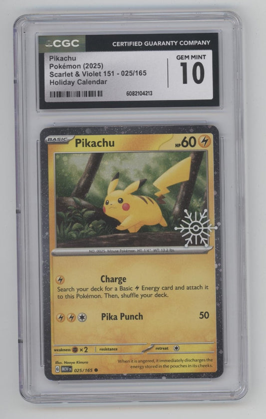 Pikachu Pokemon Scarlet & Violet 151 Holiday Calendar #025 CGC 10