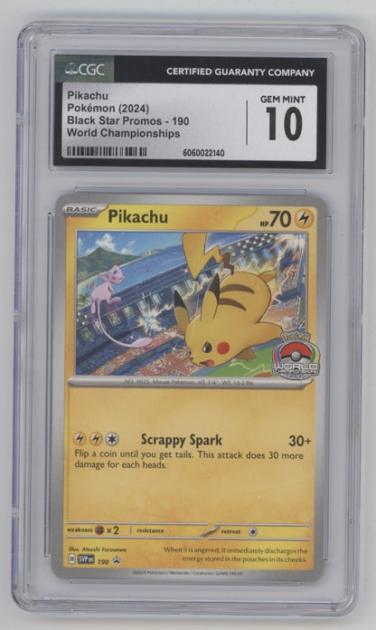 cgc pokemon card prices Pikachu Pokemon World Championships Black Star Promo #190 CGC 10