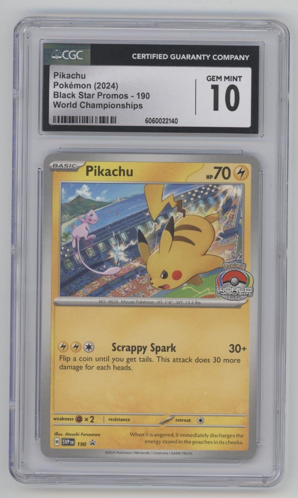 Pikachu Pokemon World Championships Black Star Promo #190 CGC 10