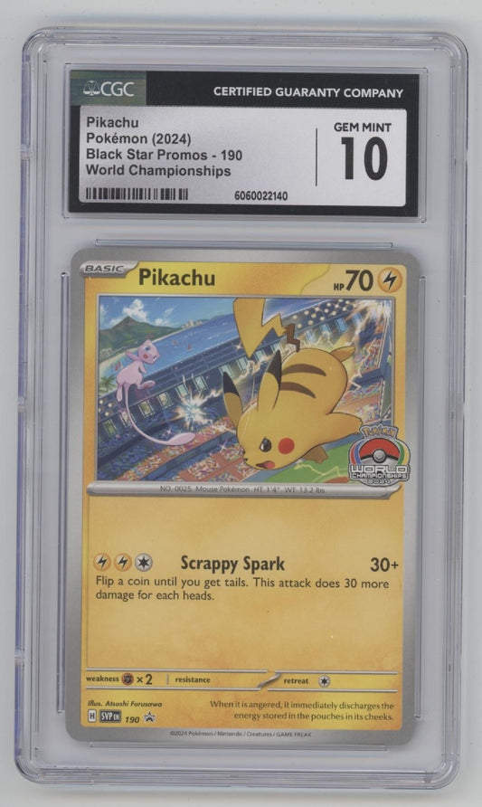 Pikachu Pokemon World Championships Black Star Promo #190 CGC 10