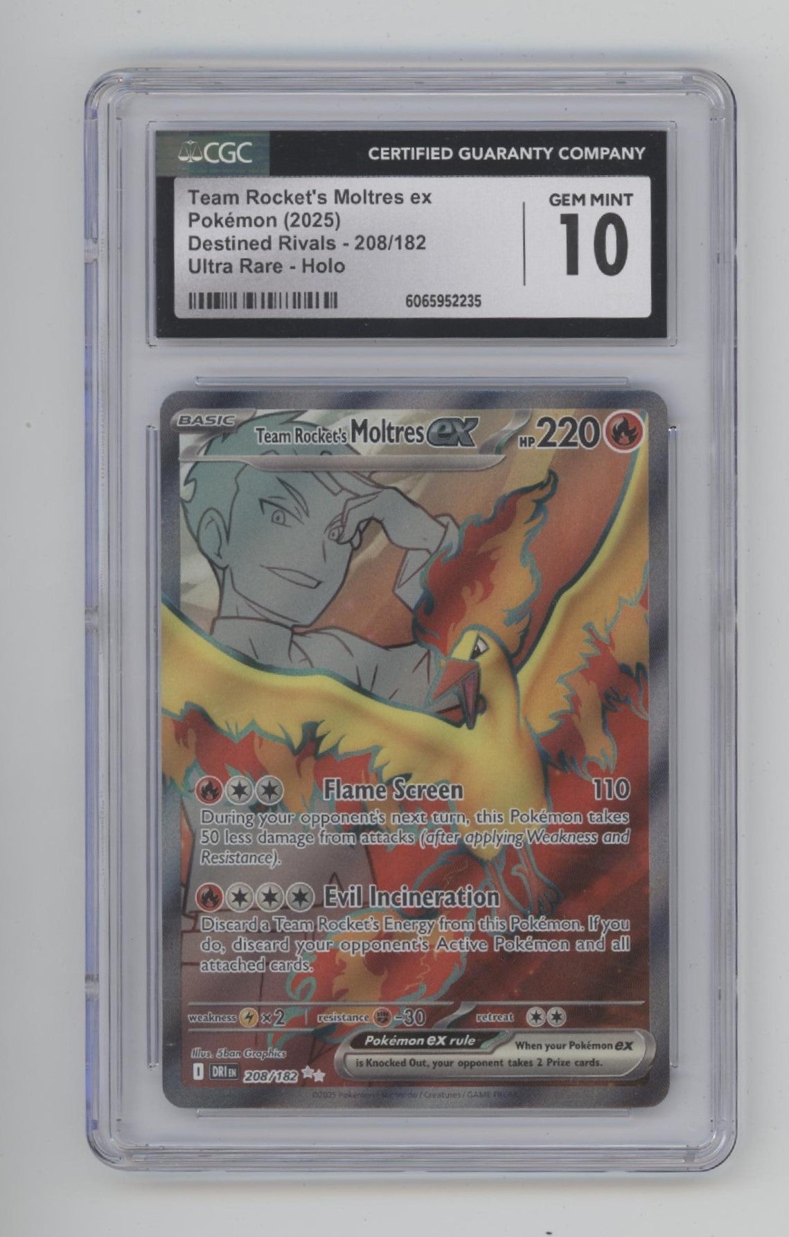 Team Rocket's Moltres ex Pokemon Destined Rivals Ultra Rare Holo #208 CGC 10