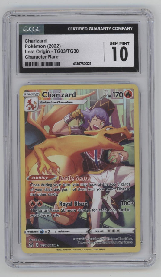 Charizard Pokemon Lost Origin Character Rare #TG03 CGC 10