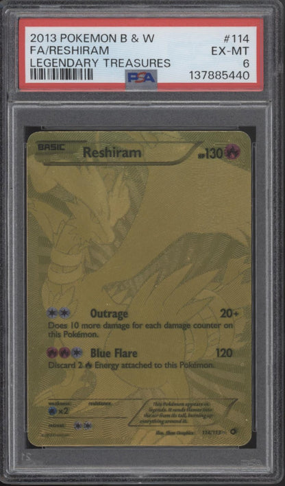Reshiram Pokemon Legendary Treasures Full Art #114 PSA 6