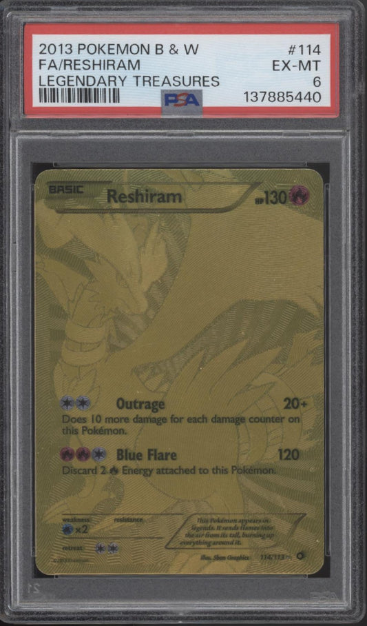 Reshiram Pokemon Legendary Treasures Full Art #114 PSA 6