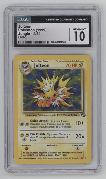 Jolteon Pokemon Jungle Holo #4 CGC 10