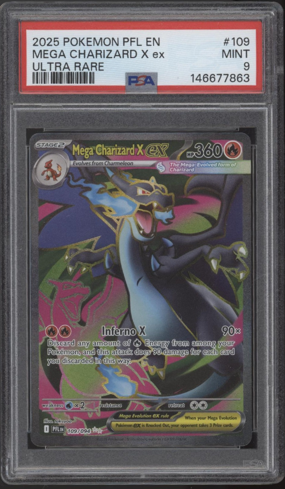 Mega Charizard X ex Pokemon Phantasmal Flames Ultra Rare #109 PSA 9 #1