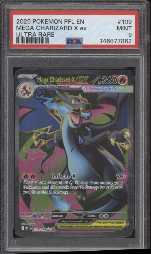 Mega Charizard X ex Pokemon Phantasmal Flames Ultra Rare #109 PSA 9 #3