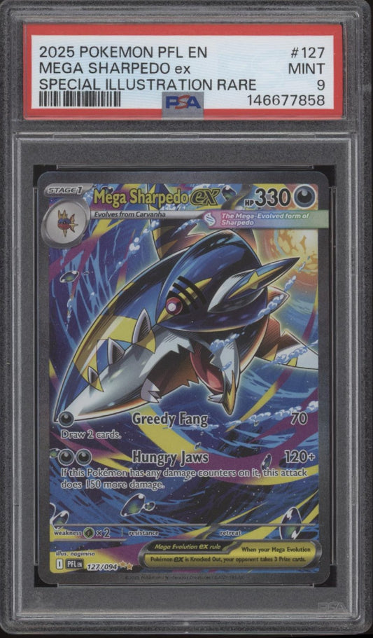 Mega Sharpedo ex Pokemon Phantasmal Flames Special Illustration Rare PSA 9 #1