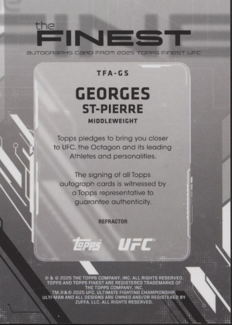Georges St-Pierre 2025 Topps Finest Auto #TFA-GS