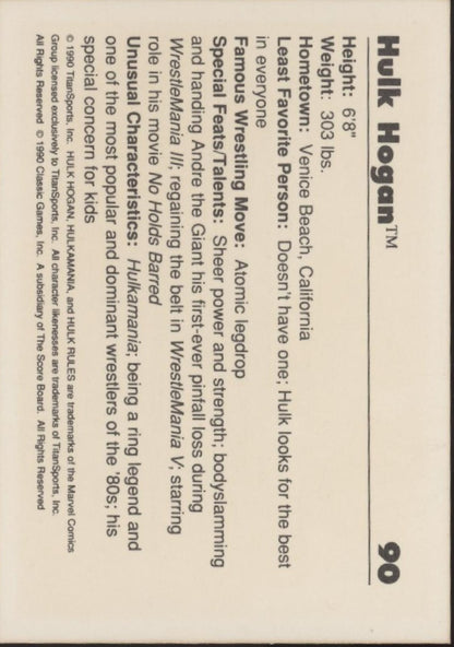 Hulk Hogan 1990 Classic Hulkamania #90