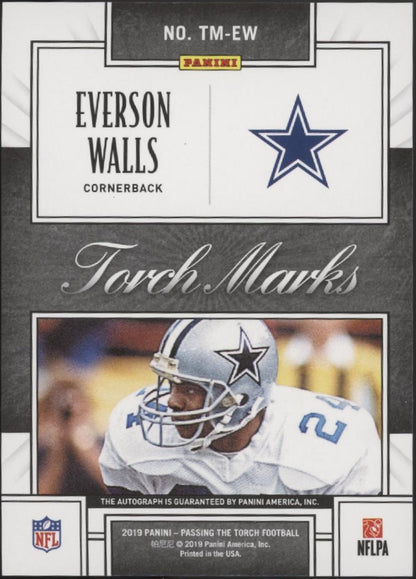 Everson Walls 2019 Panini Passing the Torch Green Holo Auto 05/10 #TM-EW
