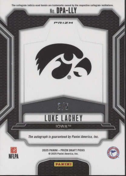 Luke Lachey 2025 Panini Prizm Draft Picks Gold Prizm RC Auto 3/5 #DPA-LLY