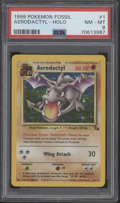 Aerodactyl Pokemon Fossil Holo #1 PSA 8