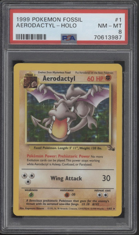 Aerodactyl Pokemon Fossil Holo #1 PSA 8