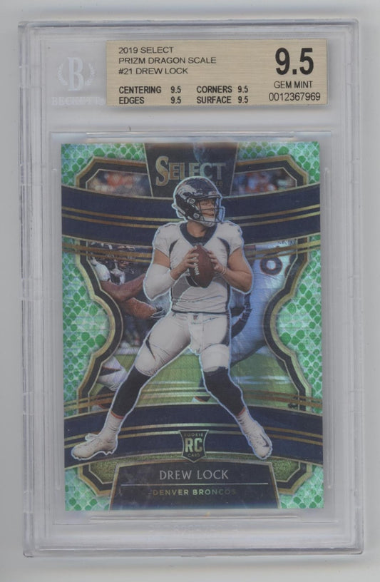 Drew Lock 2019 Panini Select Dragon Scale Prizm RC 45/88 #21 Beckett 9.5