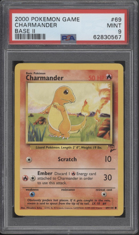 Charmander Pokemon Base Set 2 #69 PSA 9