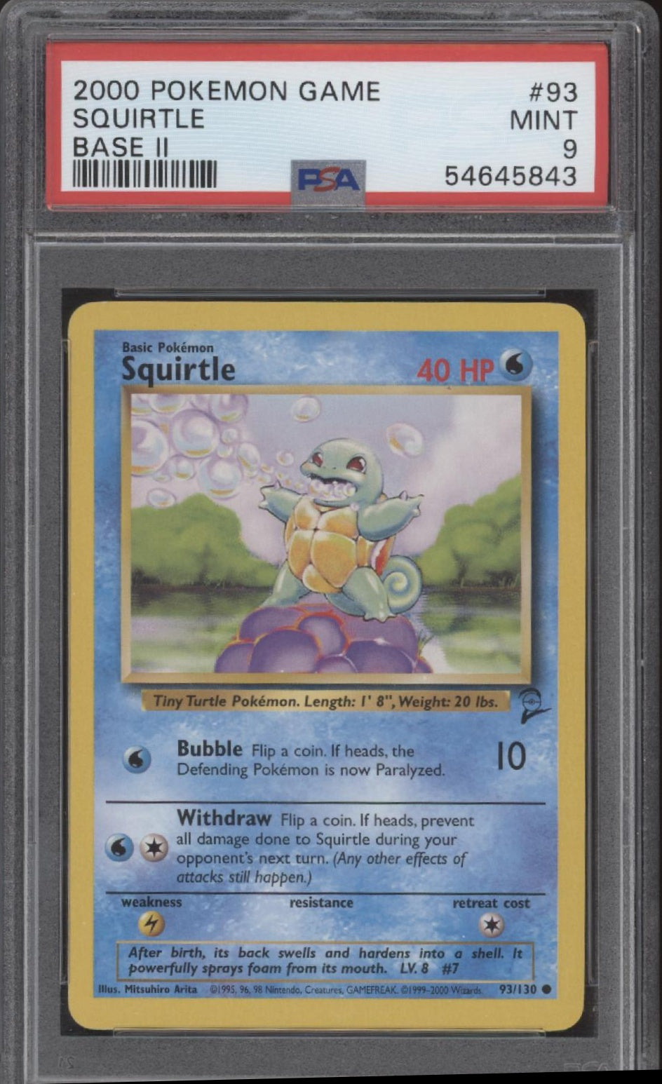 Squirtle Pokemon Base Set 2 #93 PSA 9