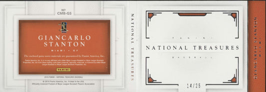 Giancarlo Stanton 2016 Panini National Treasures Dual Swatches 14/25 #CMB-GS