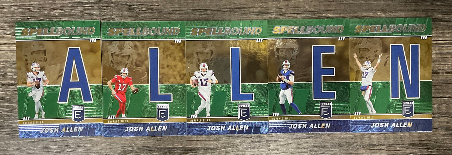 Josh Allen 2022 Panini Donruss Elite Spellbound "ALLEN" Lot