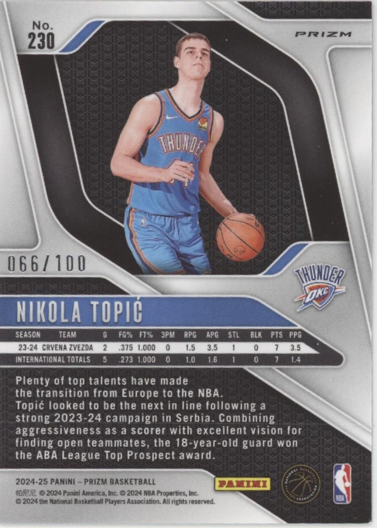 Nikola Topic 2024-25 Panini Prizm Red Fast Break Prizm 066/100 #230 #1