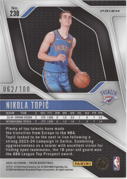 Nikola Topic 2024-25 Panini Prizm Red Fast Break Prizm 066/100 #230 #2