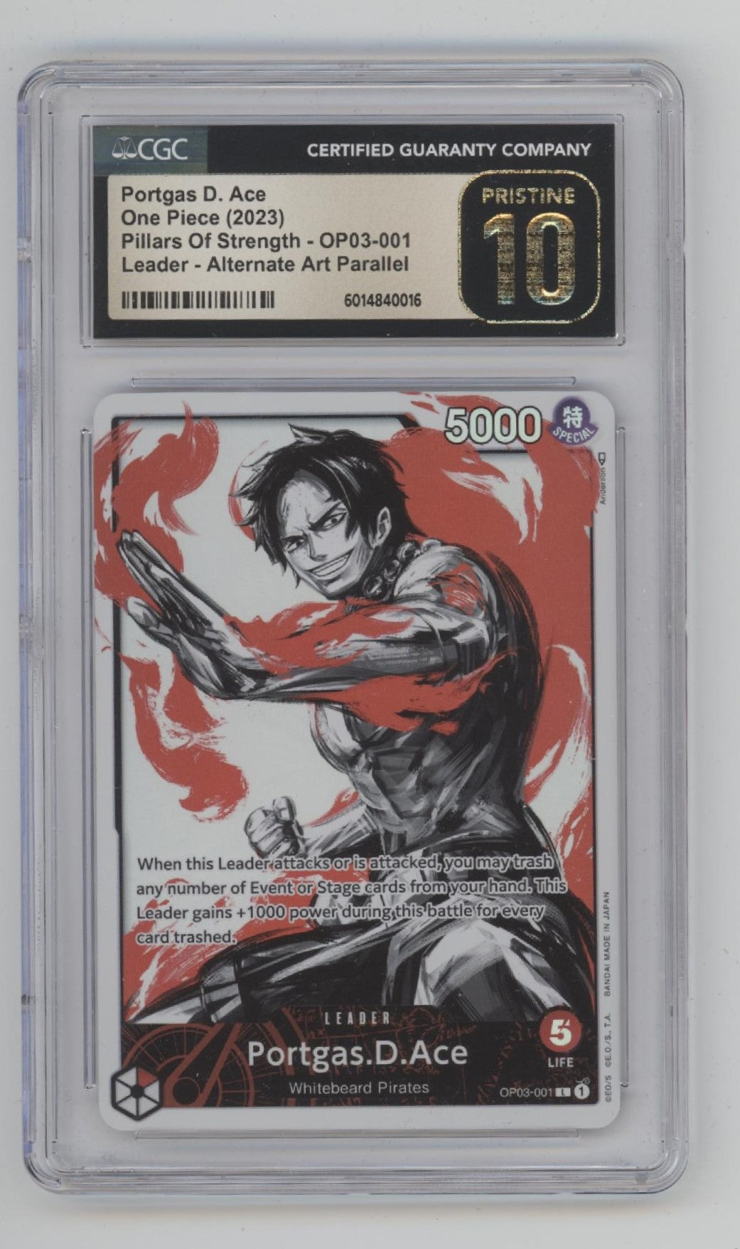 Portgas D Ace One Piece Card Game Pillars of Strength Alt Art #1 CGC 10 Pristine