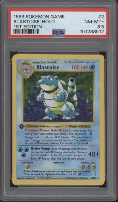 Blastoise Pokemon Base Set Holo 1st Edition #2 PSA 8.5